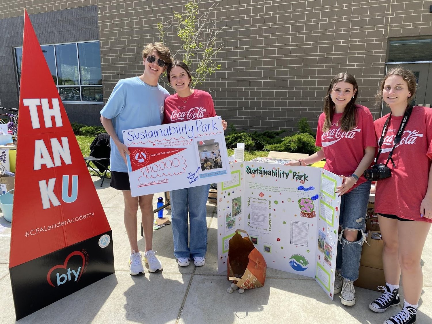 Aidan Darling, Amanda von Diezelski, Isabella Barr and Kate O’Callaghan educated Earth Day Festival attendees about sustainability on April 30 at Severna Park High School.