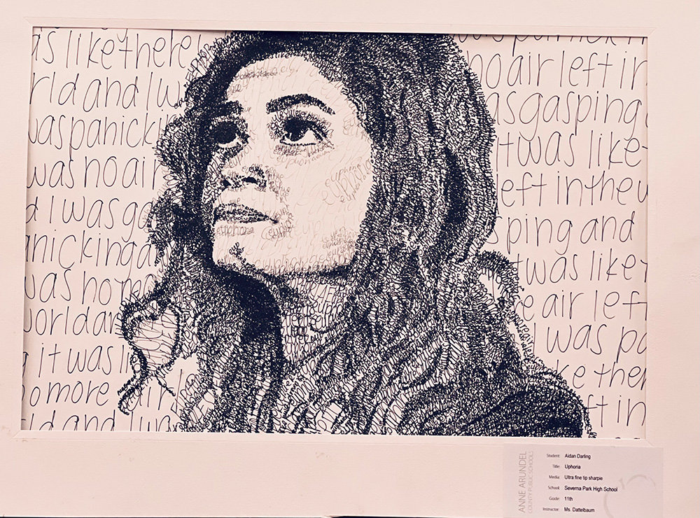 Using only a fine-tip Sharpie, Aidan Darling created Zendaya’s Rue Bennett character from the television show “Euphoria.”