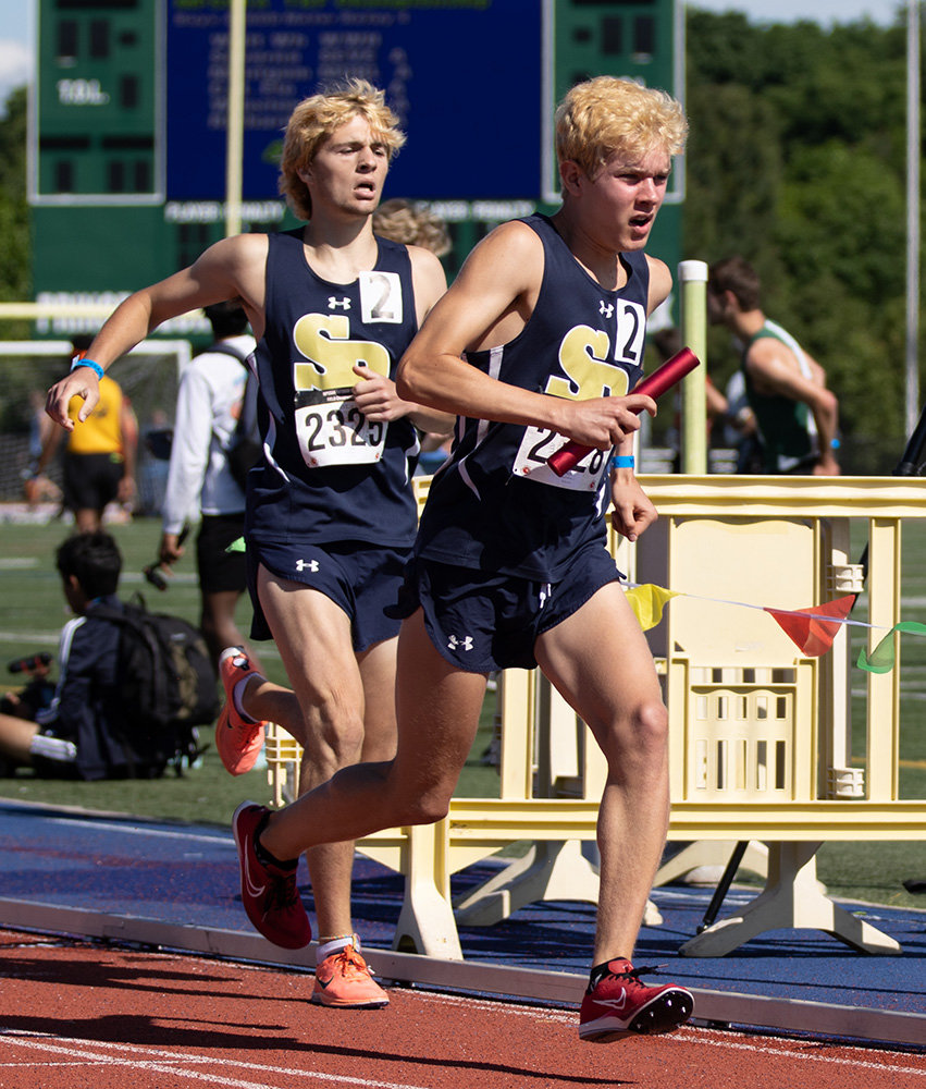 James Glebocki started his leg of the 4x800 meter relay after taking the handoff from Scott Engleman.