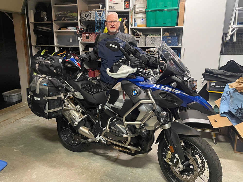 Brian Conrad traveled 8,371 miles on his 2020 BMW R1250 GSA motorcycle.