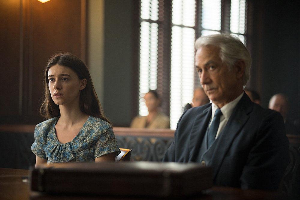 In “Where The Crawdads Sing,” Kya (Daisy Edgar-Jones) is represented in court by Tom (David Strathairn).