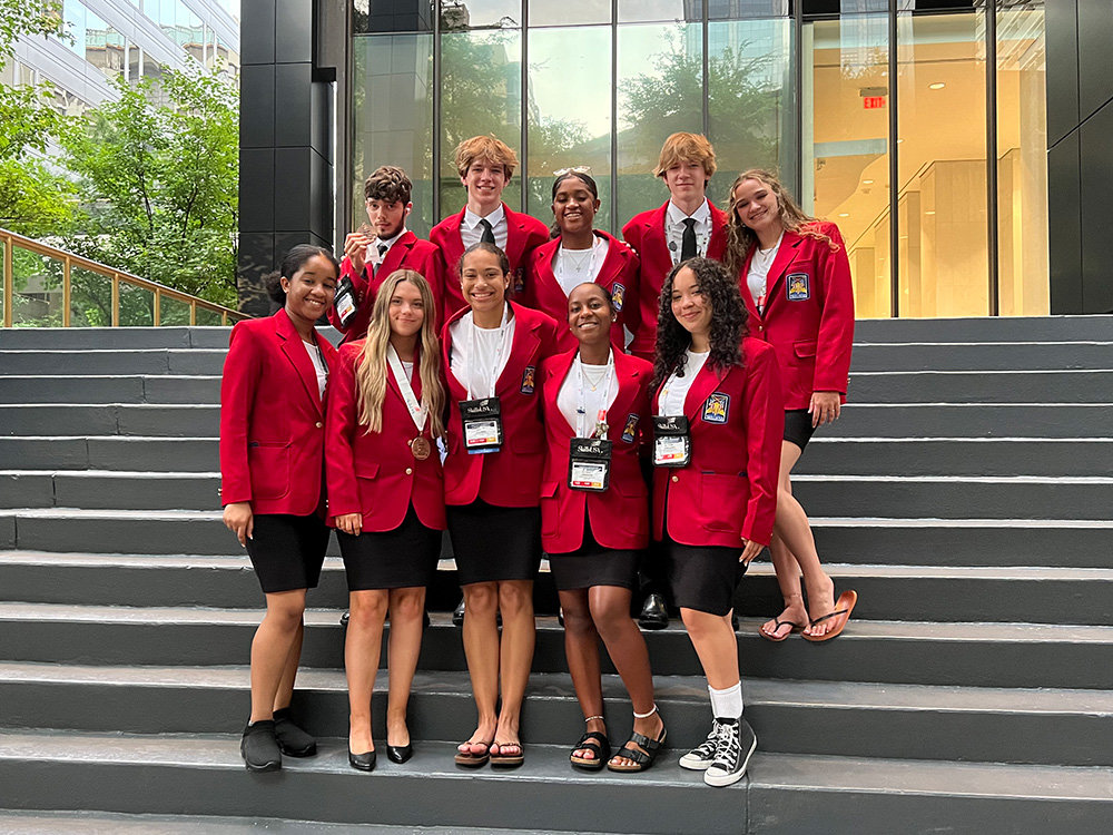 (Clockwise) Severna Park students Chris Ryan, Reilly Miller, Khlya Boodoo, Ty Miller, Natalie Brand, Alyssa Coriano, Sydney Henson, Mylia Phipps, Alyssa Weiland and Chioma Mortanya competed in a national competition held in Atlanta from June 20-25.