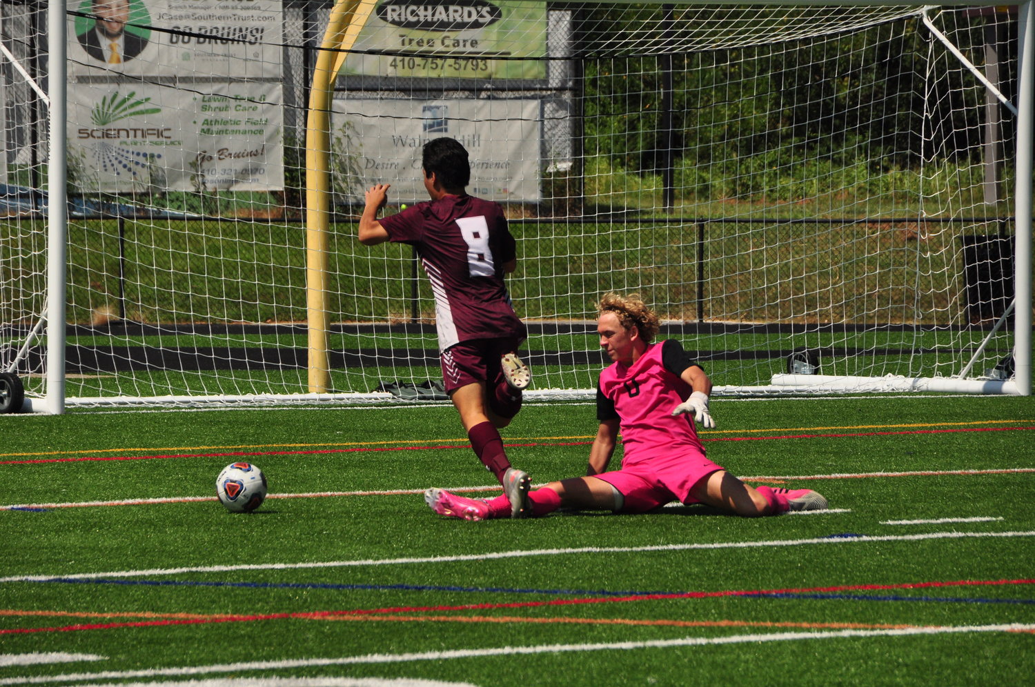 Sam Myers dodged past the North Caroline goalie and scored an easy goal.