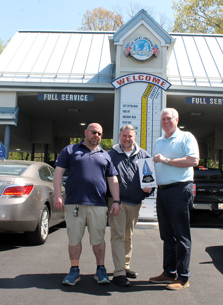 (L-R) Todd Skinner, Dave Morgan and Don Hug were proud to receive their Best Of Severna Park award for the Great American Car Wash in May 2022.