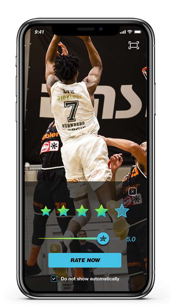 The Fivestar app allows sports fans to rate highlights from one to five stars.