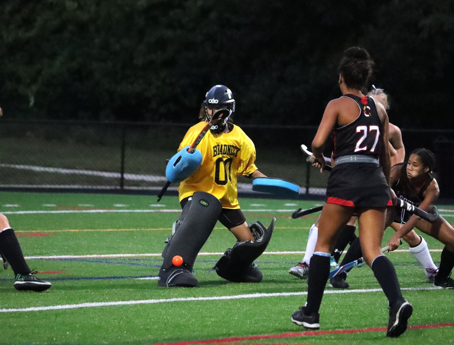 Mia Moody made four saves for Broadneck.
