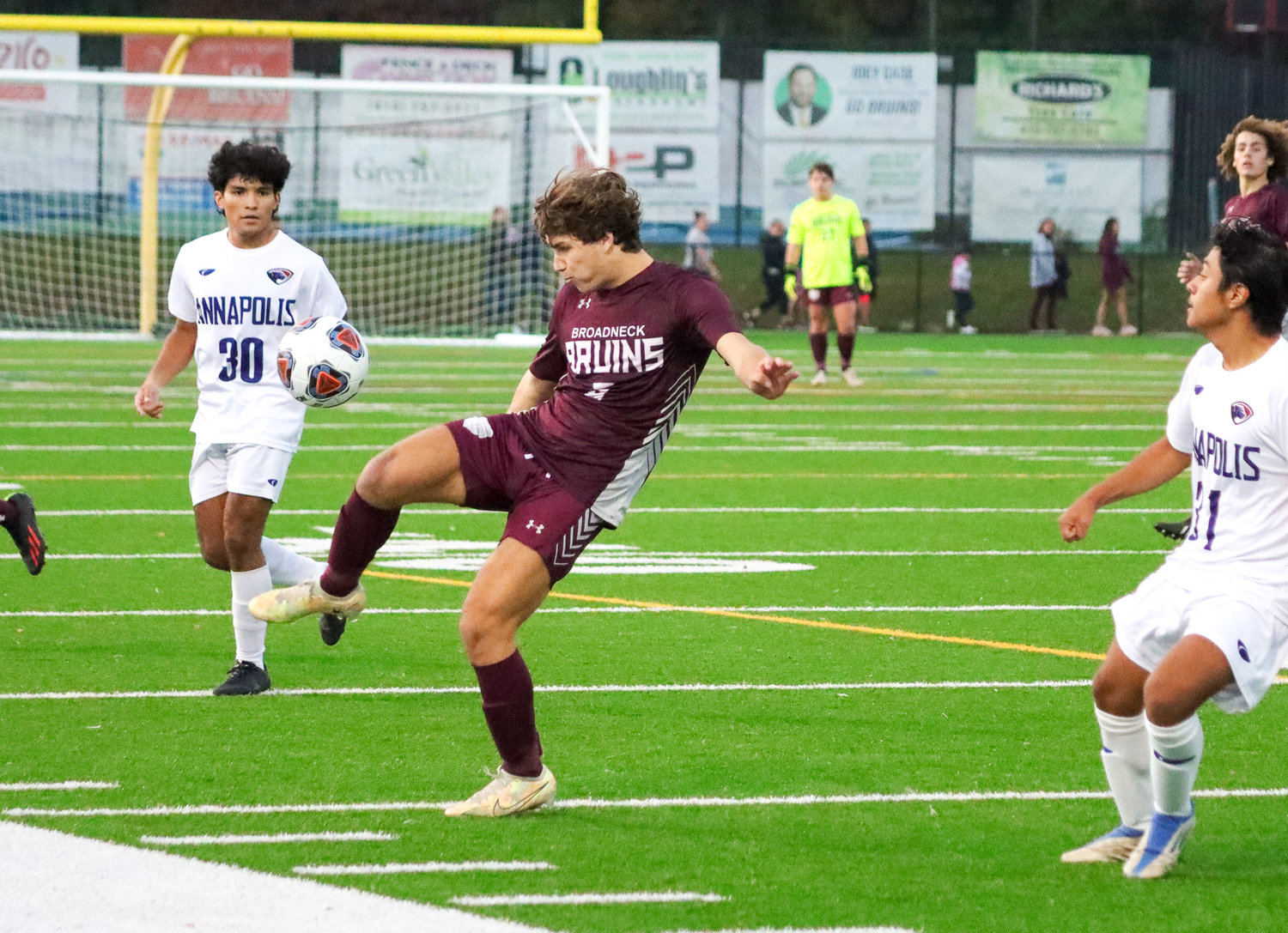 Riley Erbe maintained possession for Broadneck.