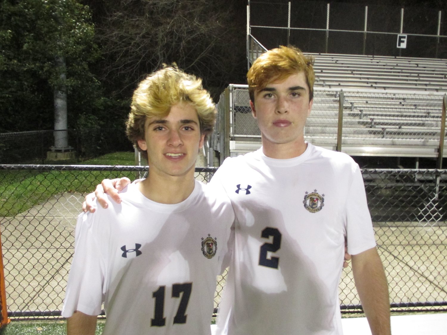 Owen Muldoon (left) and Andrew Campbell each scored goals in Severna Park's 2-1 triumph over Montgomery Blair in the Class 4A state semifinal.
