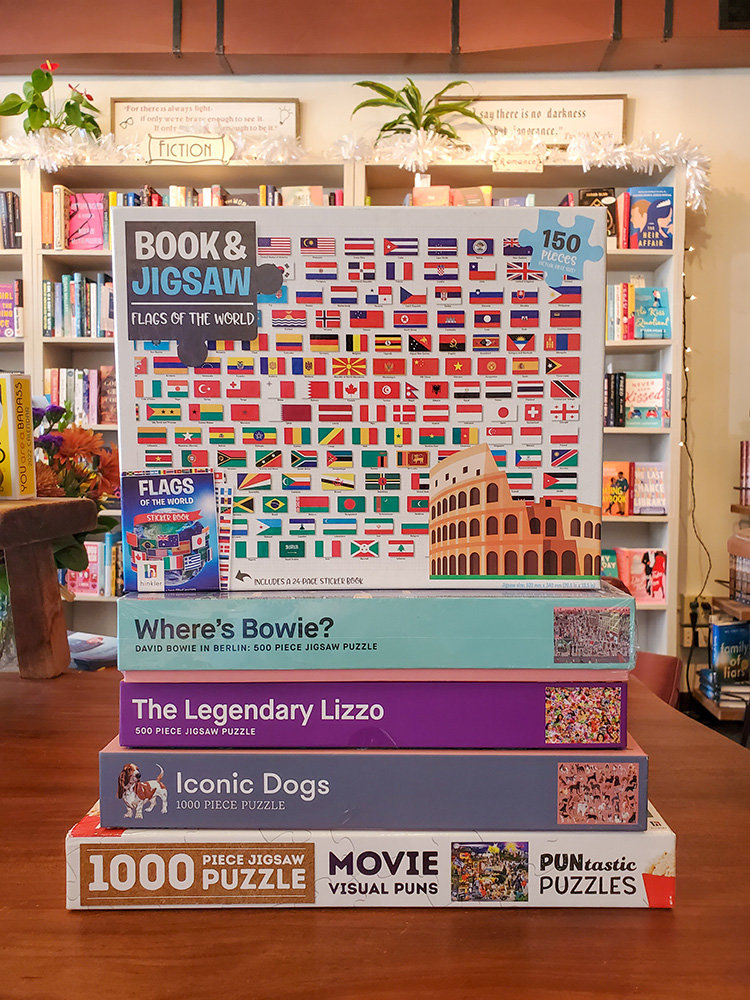 Park Books offers jigsaw puzzles of celebrities, animals and more. Challenge yourself with a 1,000-piece adventure or tackle a quick 100-piece puzzle.