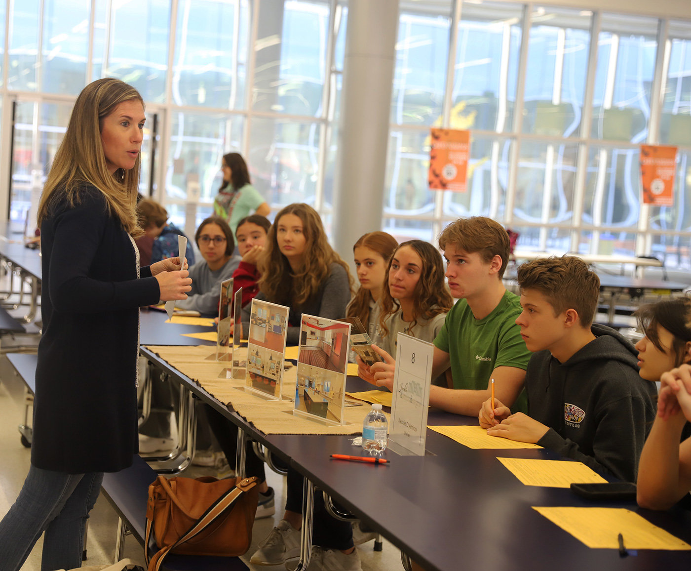 Jackie D’Amico told Severna Park High students about her interior design company, which specializes in remodeling kitchens and bathrooms.