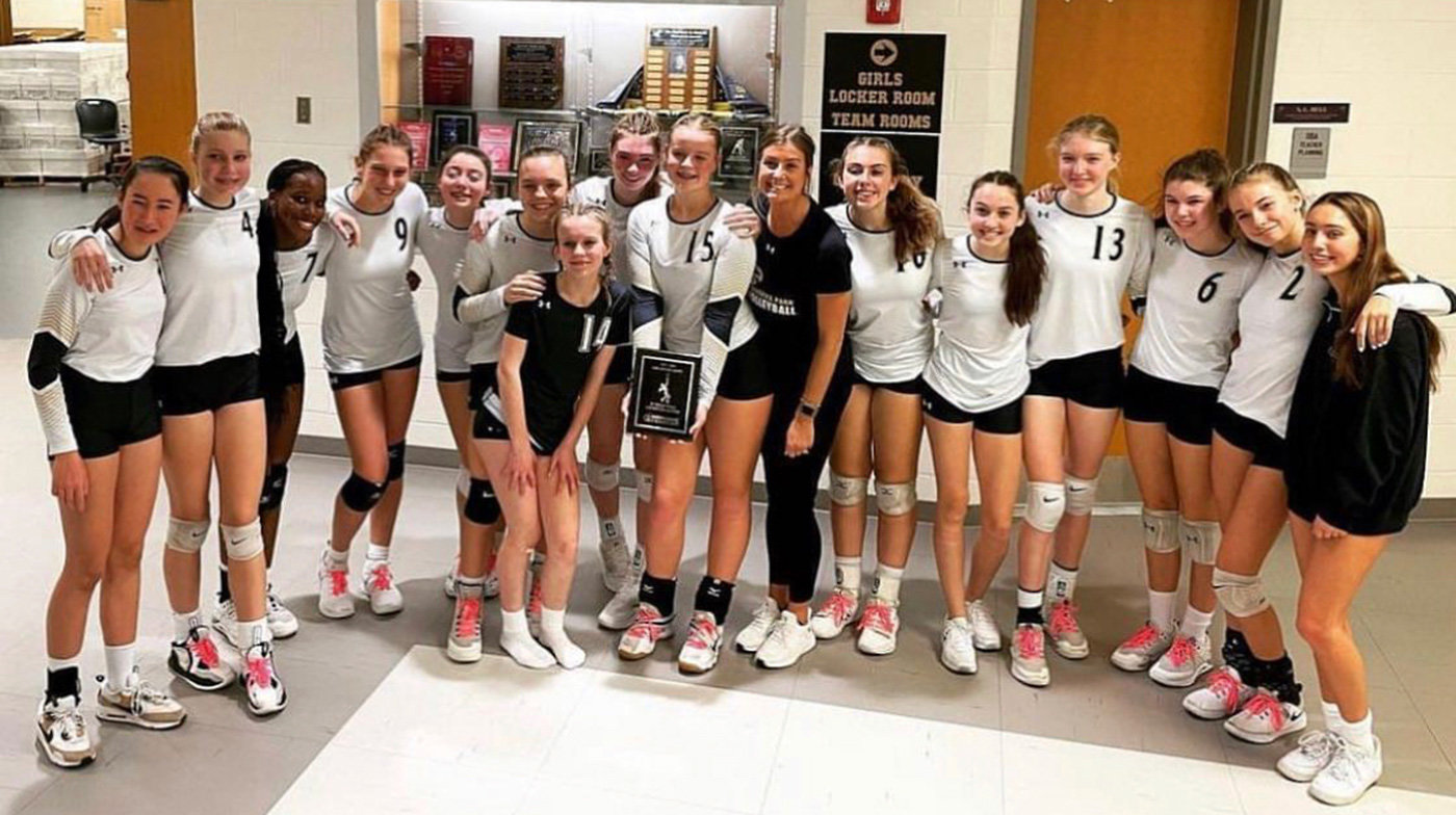 The Falcons JV volleyball team beat Annapolis in three sets to become county champions in November.