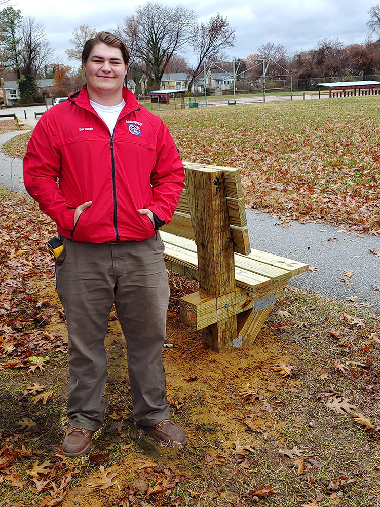 Eric Heisch realized that Belvedere Park had a paved trail and sports fields but no seating area. He made that the focus of his Eagle Scout project.
