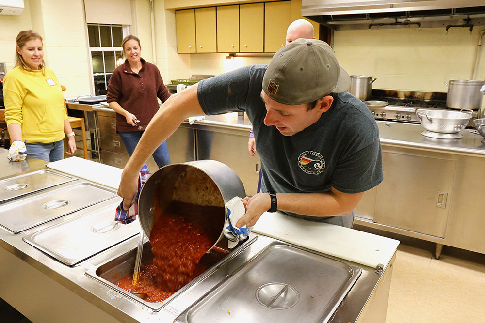 Shane Perry prepped for the evening meal at Severna Park United Methodist Church.