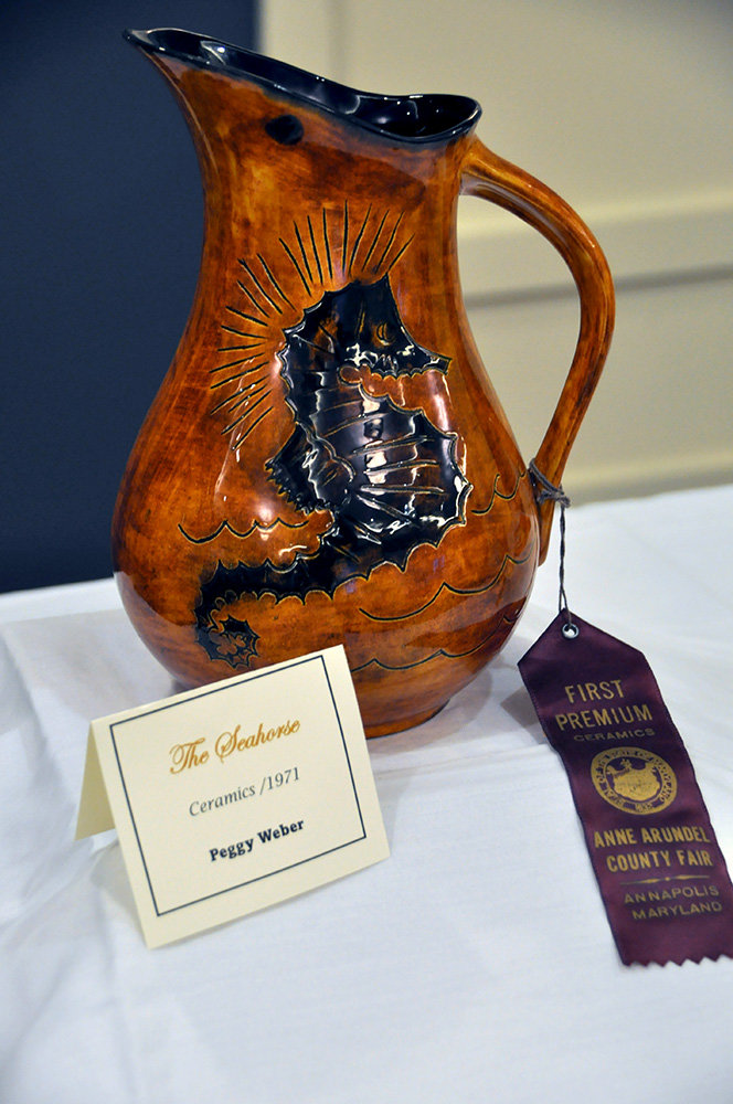 Brightview Severna Park resident Peggy Weber displayed her prize-winning ceramic vase from the 1971 Anne Arundel County Fair during a resident art show at Brightview last month.