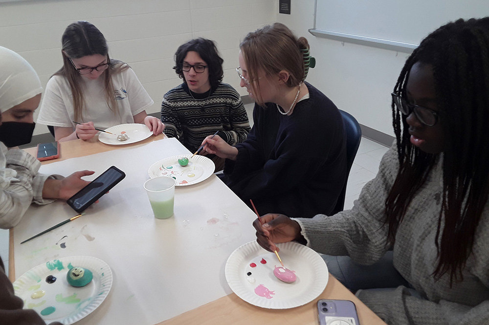 Severna Park High School students painted rocks with kindness and acceptance themes on February 9.