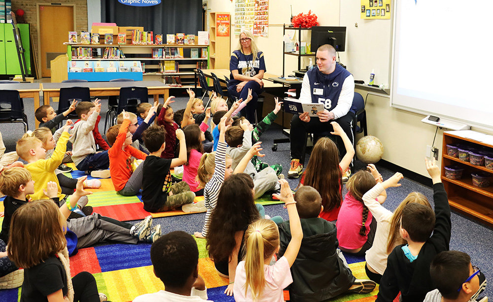 Broadneck Elementary students had plenty of questions for Landon Tengwall on March 6.