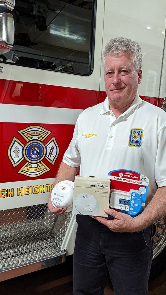 Dave Crawford, chief of Earleigh Heights Volunteer Fire Company, said people should have 10 or more smoke and carbon monoxide detectors in their home.