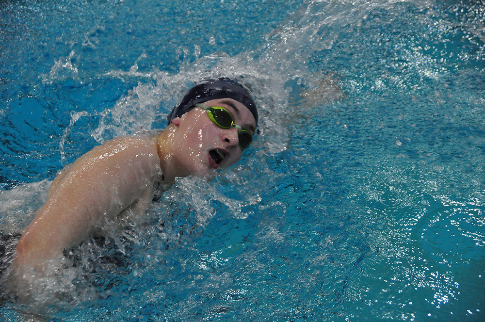 Severna Park High School’s Sydney Sloan competed in the 200-yard freestyle at the Maryland Public Secondary Schools Athletic Association Swimming and Diving Championships at the University of Maryland.