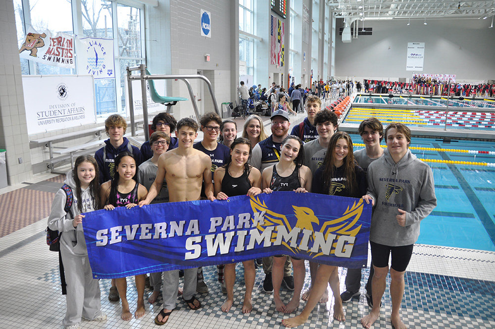 Severna Park High School swimmers posed following the state championship meet held last month.