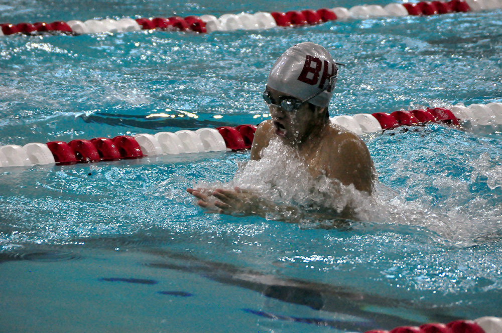 Broadneck High School’s Marcus Cembrano swam the 100-yard breaststroke at the Maryland high school swimming and diving state championships last month.