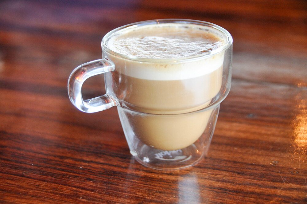The cortado, espresso mixed with steamed milk, was not overly sweet.