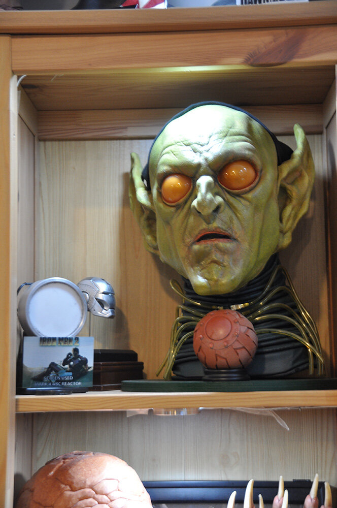 One of Chris Hearty’s most valuable pieces is this prototype mask of the Green Goblin from Sam Raimi’s “Spider-Man” starring Willem Dafoe.