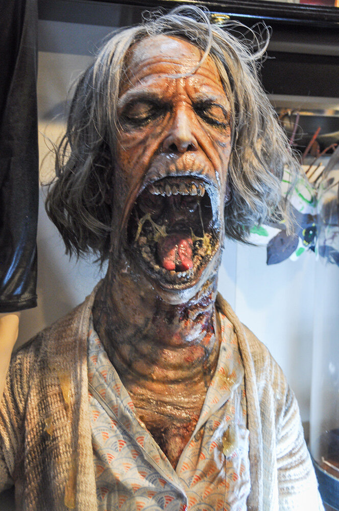 Not only is Chris Hearty’s collection full of science fiction and superhero props, but it includes horror relics like this animatronic Debra Logan head.