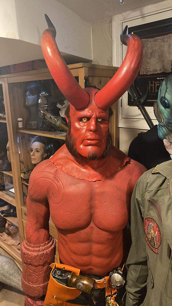 This screen-used Hellboy was upgraded in April with uber horns.