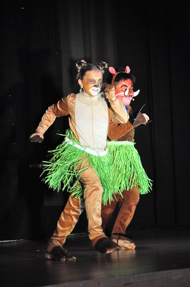 Timon, played by Emerson Elliott, and Pumbaa, played by Matthew Little, had the audience smiling during Oak Hill Elementary School’s April production of “The Lion King JR.”