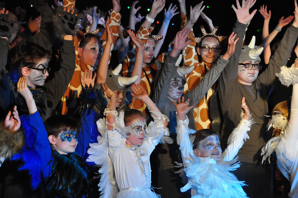 The ensemble at Oak Hill Elementary School’s production of “The Lion King JR.” played a pivotal role not only with outfits but also with props and stereo sound effects.