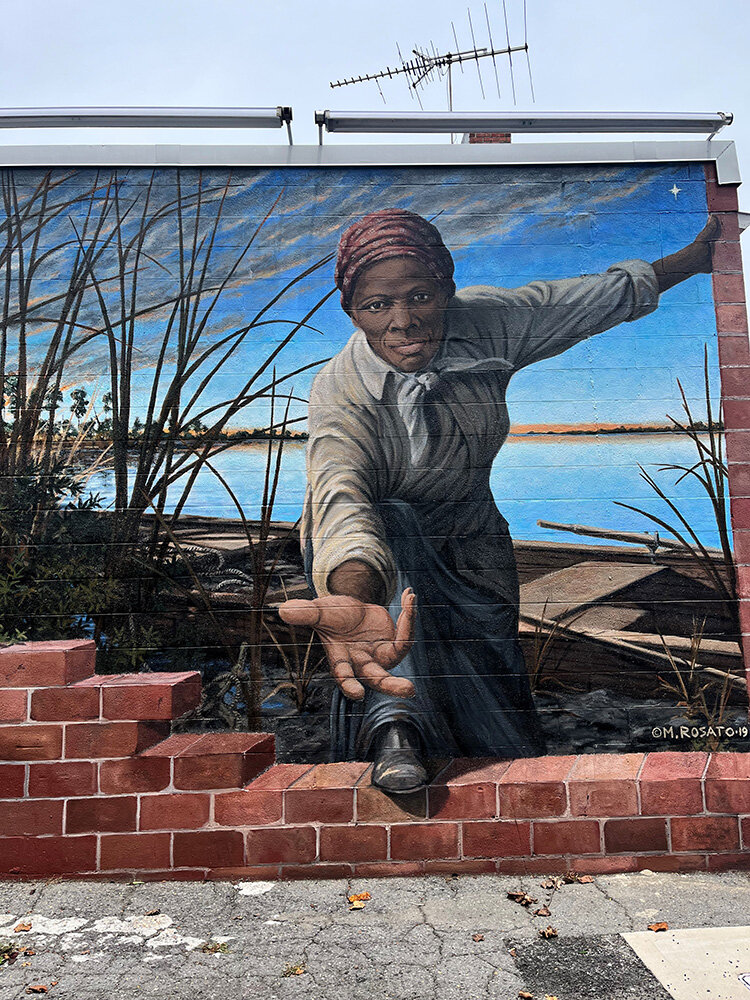 This Harriet Tubman mural is in Cambridge, Maryland.