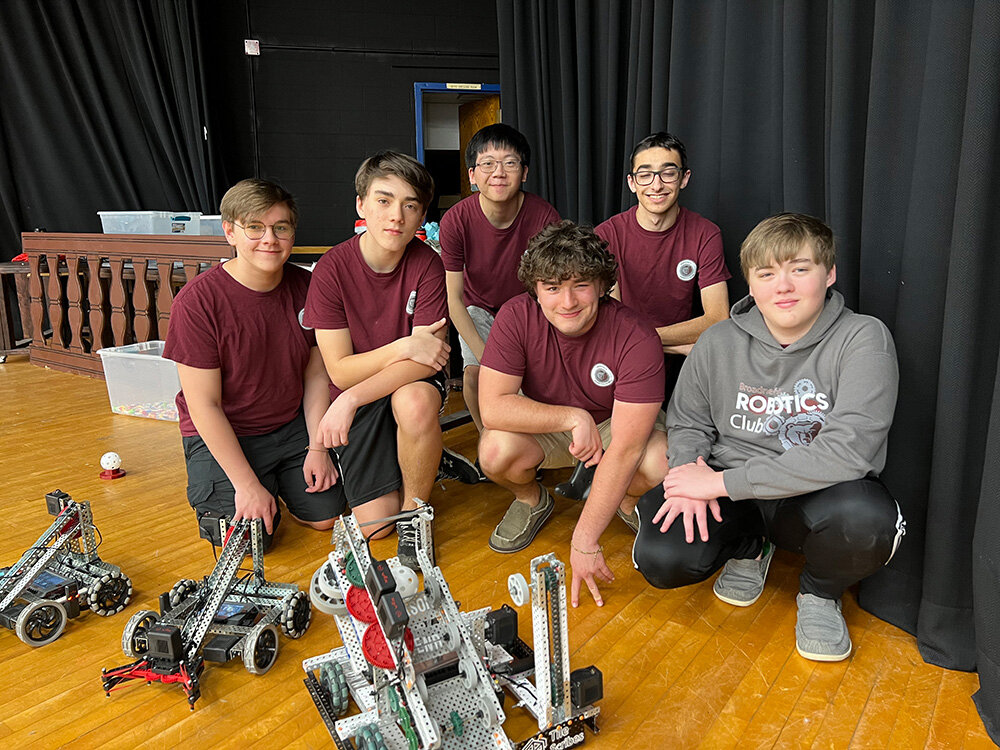 Members of the Broadneck High School robotics club demonstrated the capabilities of the robots they built.