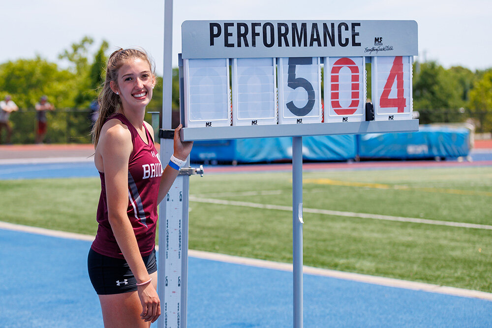 Broadneck’s Casey Gish took second in high jump. Although she tied the first-place finisher, Gish lost the tiebreaker.