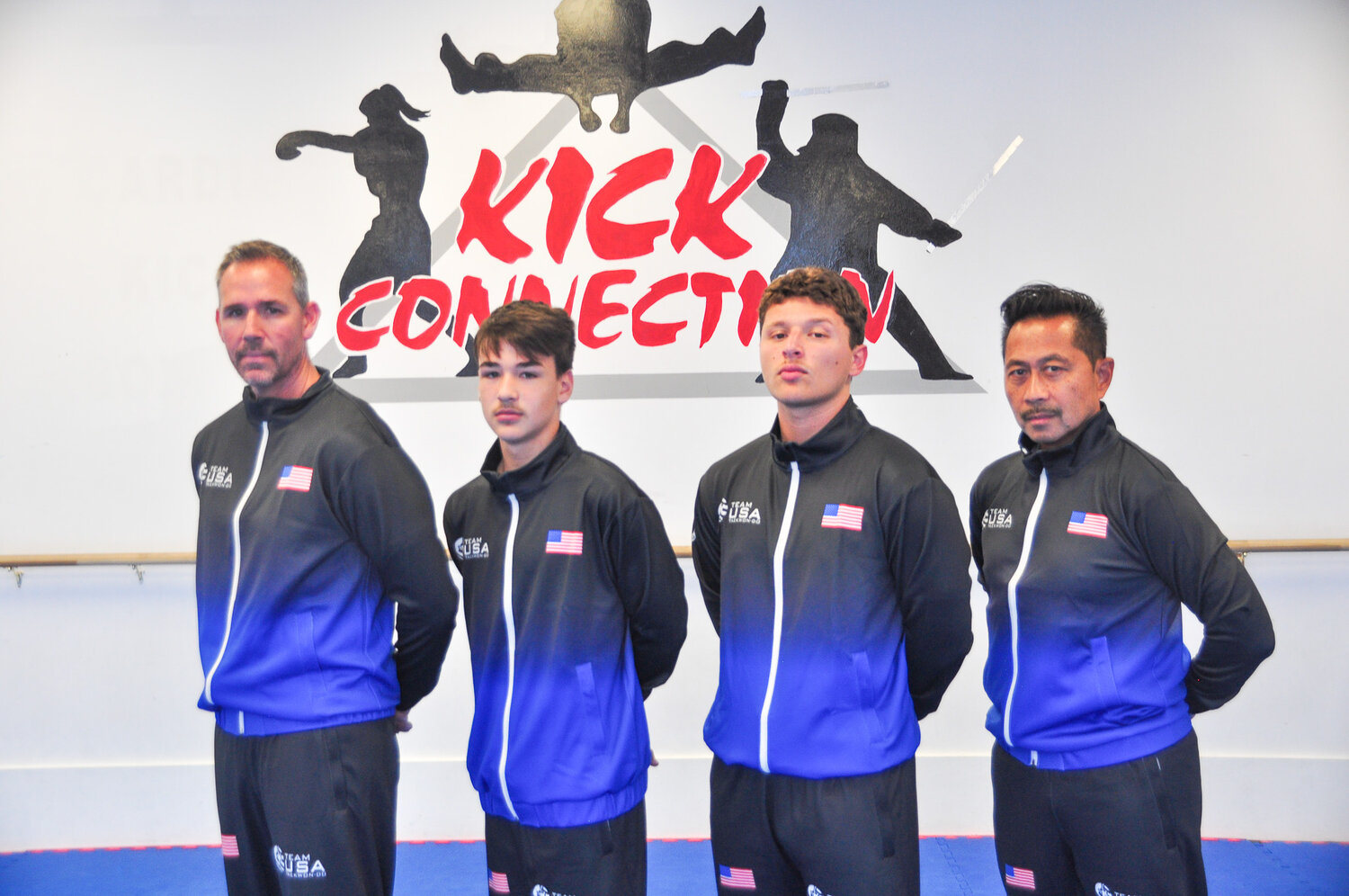 (L-R) Kevin Hynson, Luke Hynson, Sebastian Debsia and Carlos Patalinghug Jr. are excited for the two younger fighters to represent Team USA during the International Taekwon-Do Federation world championship.