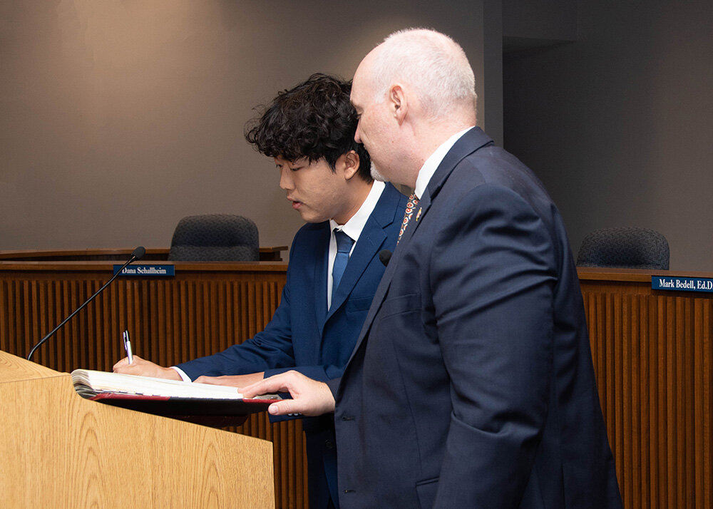 Eric Lin was sworn in as Anne Arundel County Public Schools student member of the board during a ceremony at the end of June.