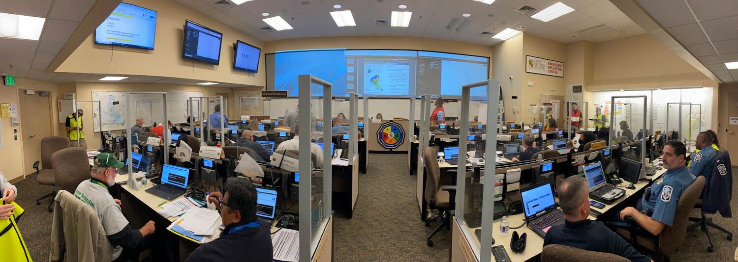 Members of the Anne Arundel County Emergency Operations Center participated in an exercise simulating a hurricane.