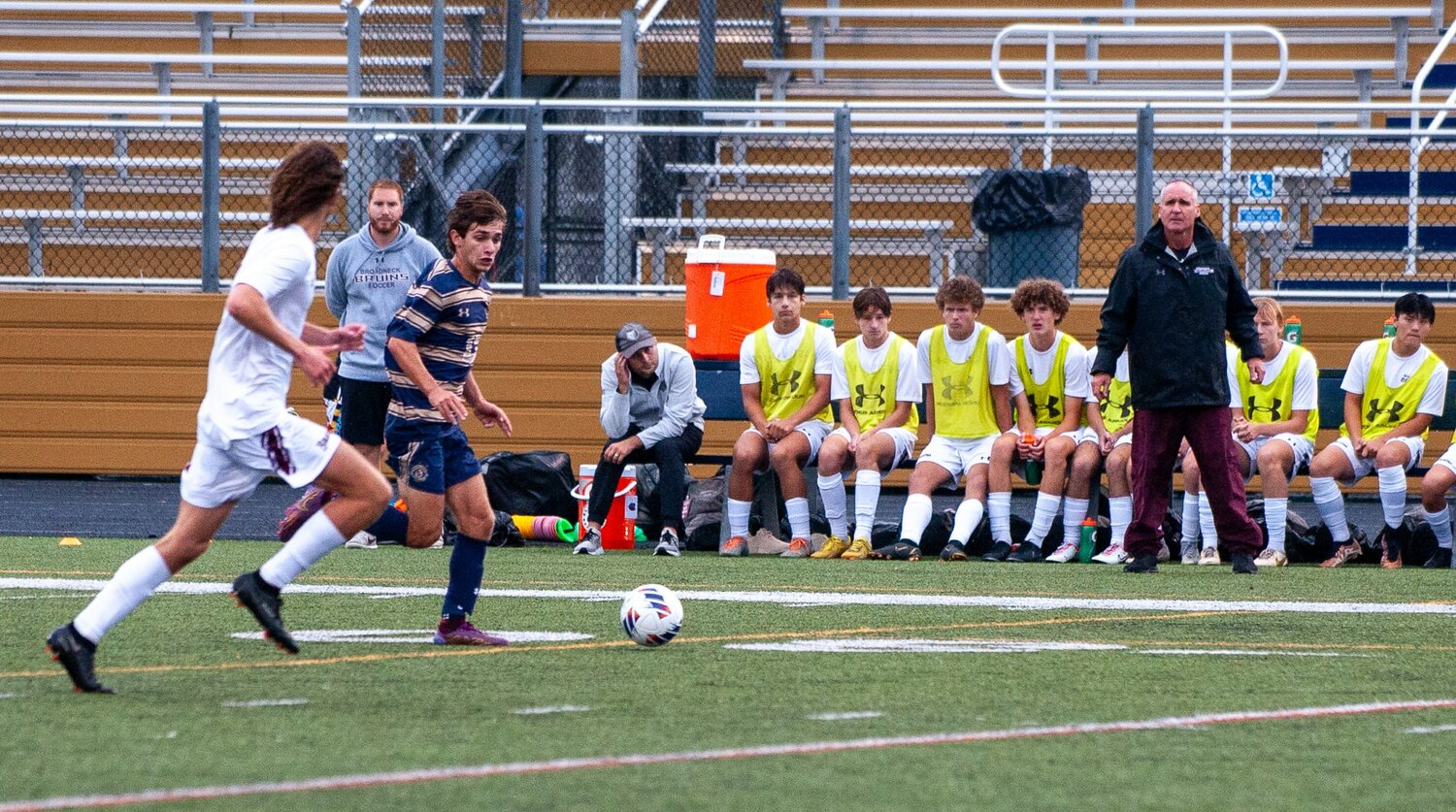 Severna Park’s Andrew Campbell dribbled the ball on the way to scoring the first goal of Tuesday’s game.