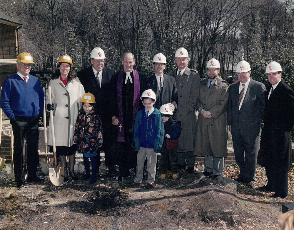 The Rev. Terry Schoener is shown during the groundbreaking of the Woods Memorial Presbyterian Church new sanctuary in 1992.
