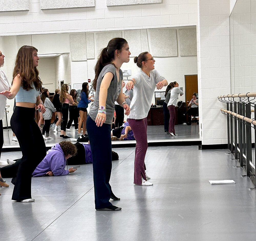 Choreographer Emily DeLisle and cast members practiced at a dance rehearsal for “The Addams Family.”