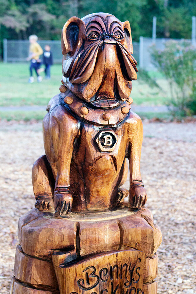 Mark Acton wanted Benfield Elementary’s mascot, Benny the Bulldog, to look whimsical.