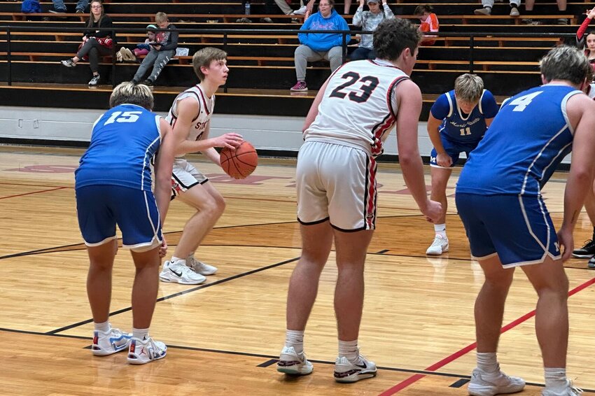 Coulter Woods prepares to shoot a free throw against Marionville last week. Stockton took the victory 59-41. The game was played in the middle school gym due to work taking place at Stockton High School