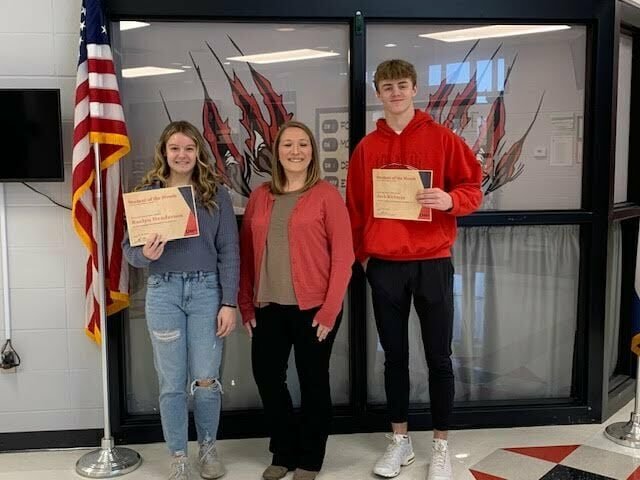 Pictured from left: Student Raelyn Henderson, Lindsey Anderson from Simmons Bank and Student Jack Rickman.