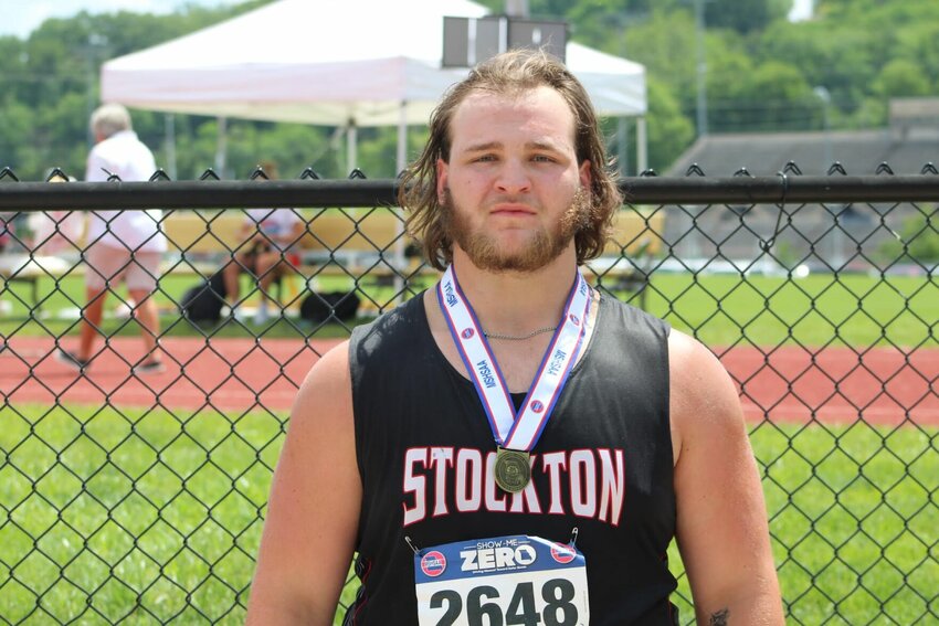 Brandon Garner-Sims took 1st place in the shot put last Saturday at the Class 2 state track meet in Jefferson City, Missouri.