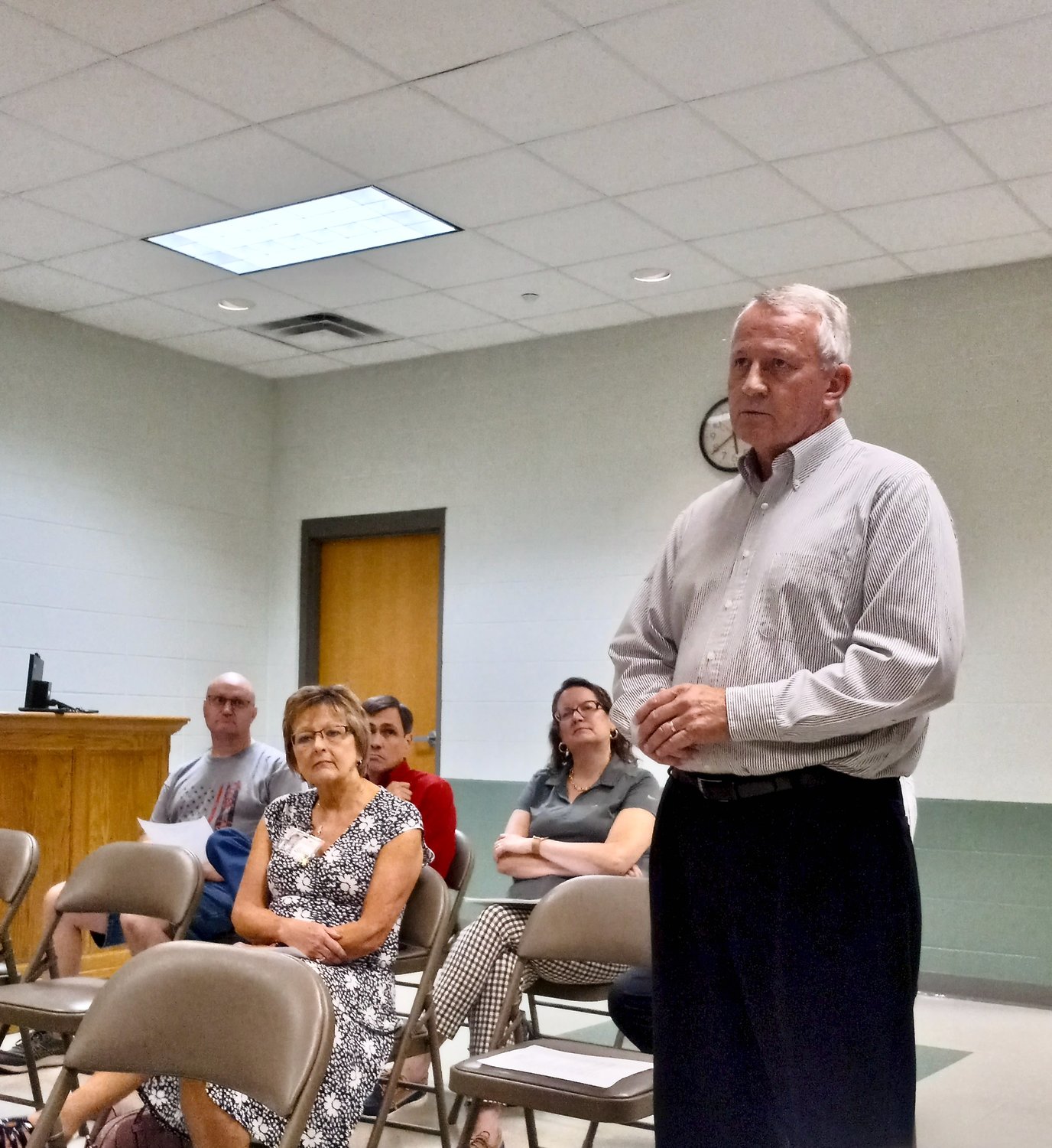 Terry Nichols, new CCMH CEO, speaks to the council on Monday, Aug. 1, with good news.
