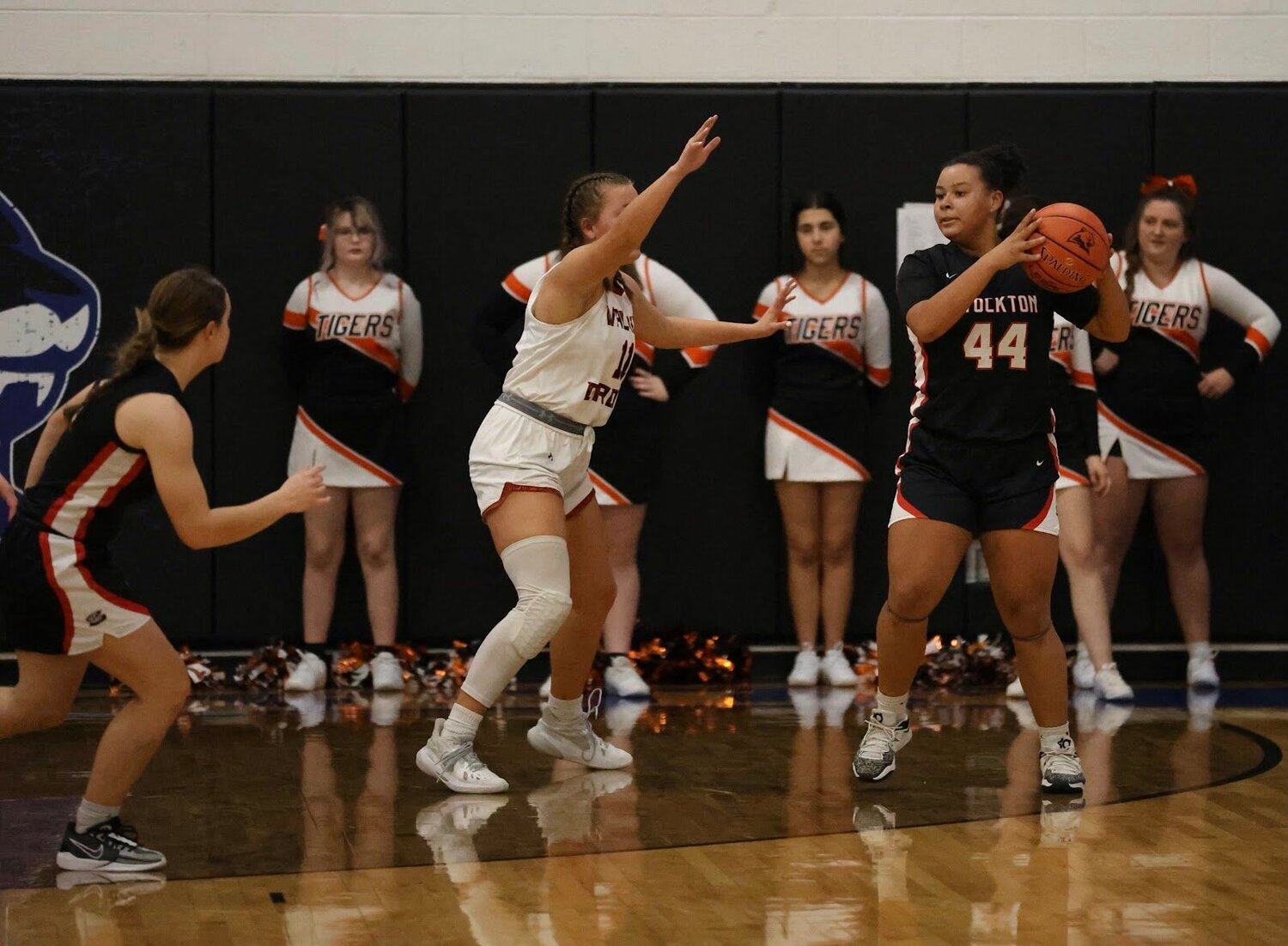 Shia Roberts (#44) looks to pass as Raelyn Henderson moves to get open during action against Walnut Grove in the 7th Annual Morrisville Girls Tournament last week.